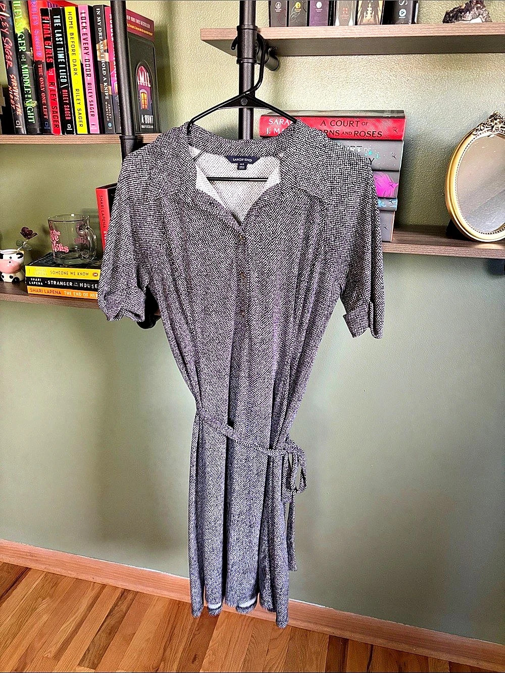 Lands' End Black & White Midi Dress Like New